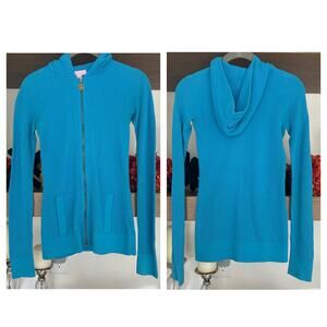 Lilly Pulitzer Zip Down Waffle Hoodie in Teal